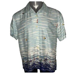 Sailing Boats Mens XL Hawaiian Shirt Yacht Club Button Weekend Traffic By Beck